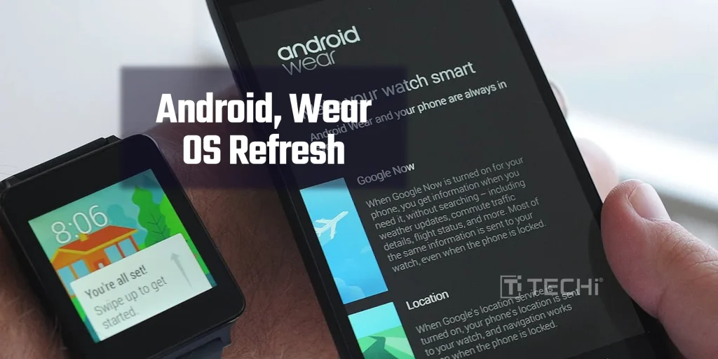 Android phone and Wear OS smartwatch showing new UI features from Material 3 Expressive update.